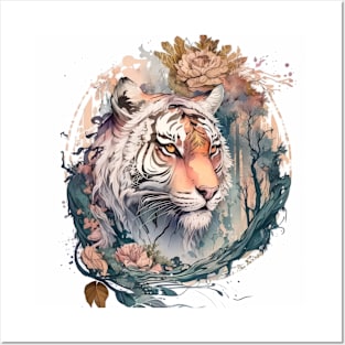 Tiger Portrait Animal Painting Wildlife Outdoors Adventure Posters and Art